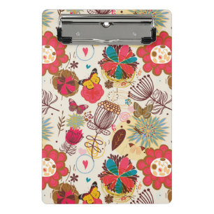 Blumenmuster in Retro Art 4 Mini Klemmbrett