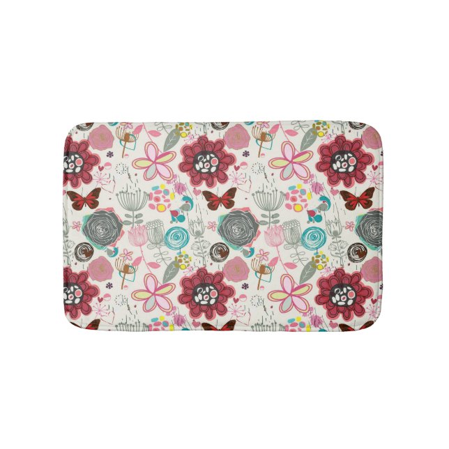 Blumenmuster in Retro Art 5 Badematte (Vorderseite)