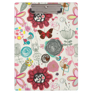 Blumenmuster in Retro Art 5 Klemmbrett