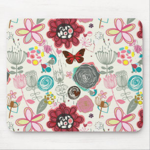 Blumenmuster in Retro Art 5 Mousepad