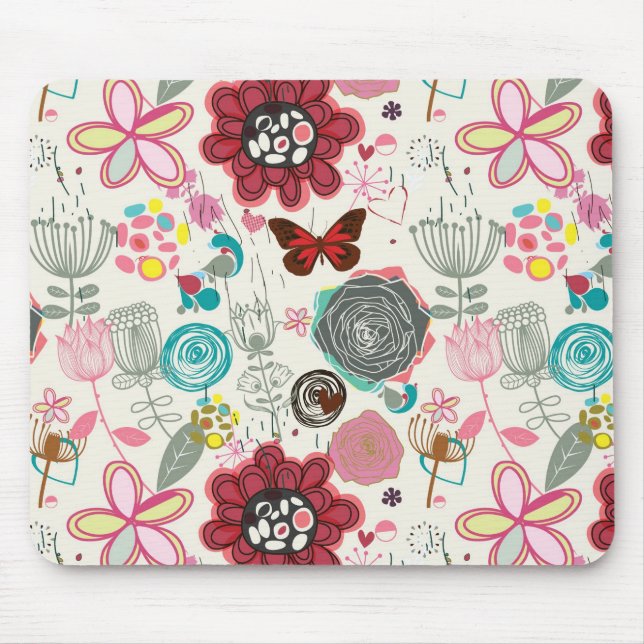 Blumenmuster in Retro Art 5 Mousepad (Vorne)