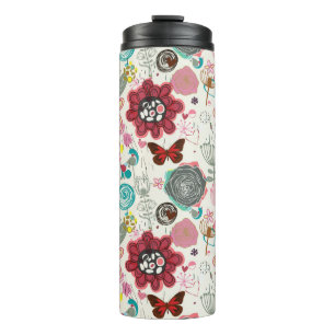 Blumenmuster in Retro Art 5 Thermosbecher