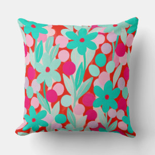 Blumenmuster in rotem Design Kissen