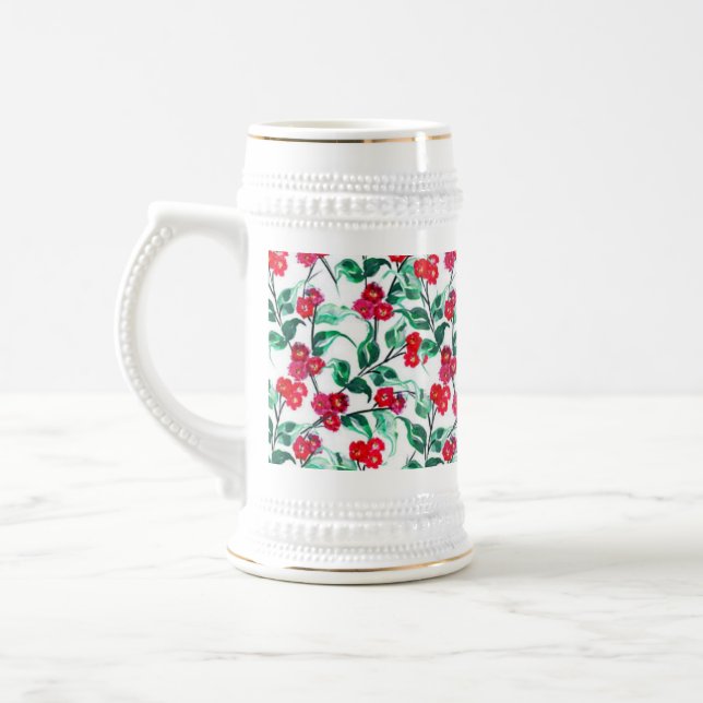 Blumenmuster in roter Farbe-56698 Bierglas (Links)