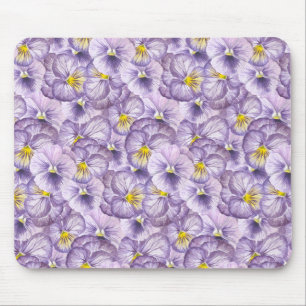 Blumenmuster in Wasserfarbe mit violetten Stiefmüt Mousepad