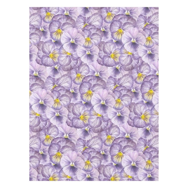Blumenmuster in Wasserfarbe mit violetten Stiefmüt Tischdecke (Vorderseite)