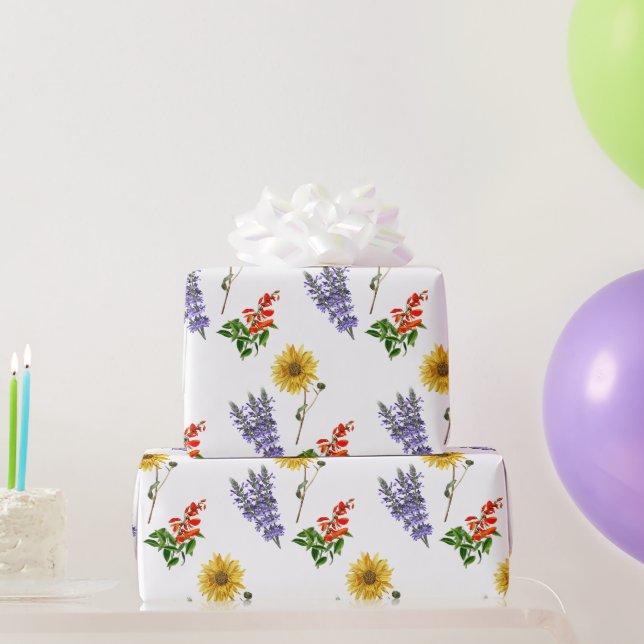 Blumenmuster Kardinal Blume Lavendel Sonnenblumenm Geschenkpapier (Partygeschenke)