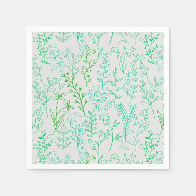 Blumenmuster klassischer Grünton A02.b Aus Weiß Serviette (Vorderseite)