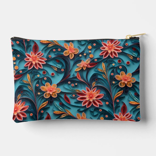 Blumenmuster Klein Zubehörtasche (Rückseite)