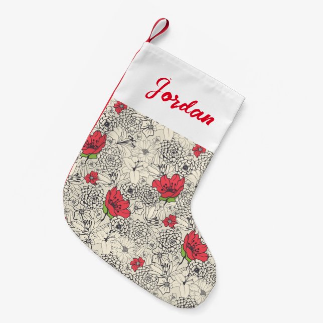 Blumenmuster Kleiner Weihnachtsstrumpf (Vorderansicht (hängend))
