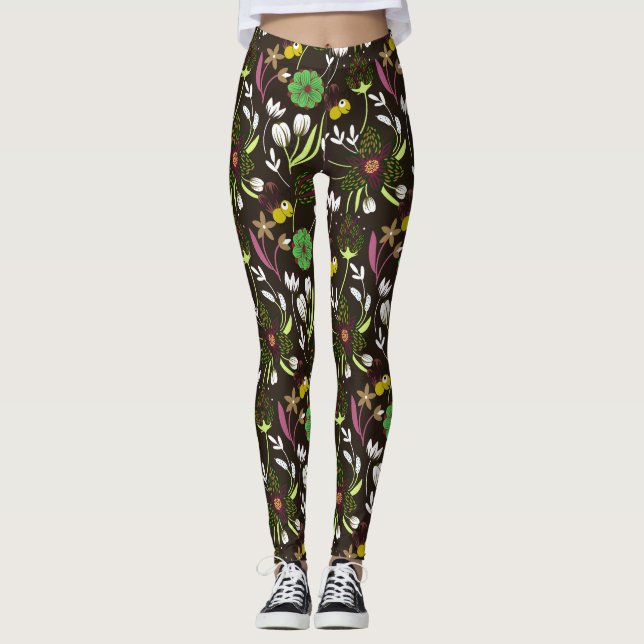 Blumenmuster Leggings (Vorderseite)