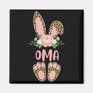 Blumenmuster Leopard Oma Hase Frohe Ostern Frühlin Magnet
