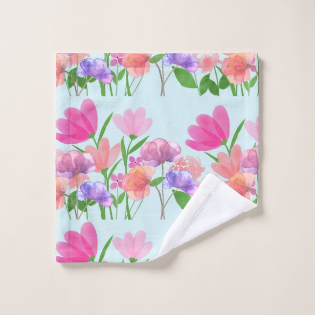 Blumenmuster-Lichtschalter Badhandtuch Set (Waschlappen)