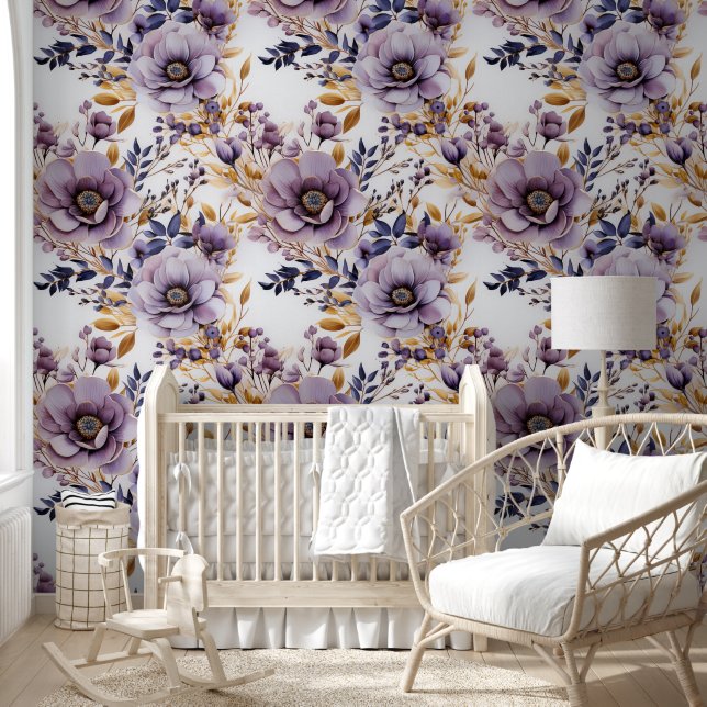 Blumenmuster: Lila Blossom-Design Tapete (Kinder)