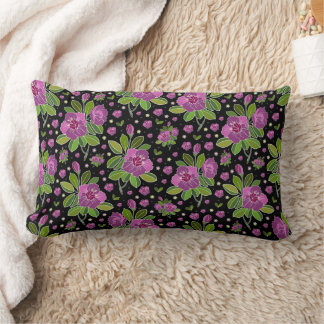 Blumenmuster Lila Rosa Grün Schwarz Lendenkissen