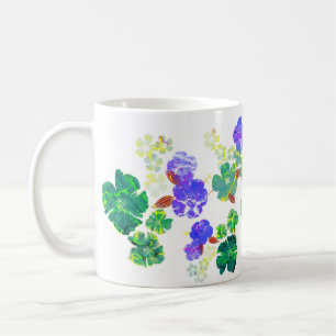 Blumenmuster lila und grüne Tasse