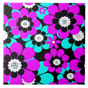 Blumenmuster Lila und türkisfarbene Blume Fliese