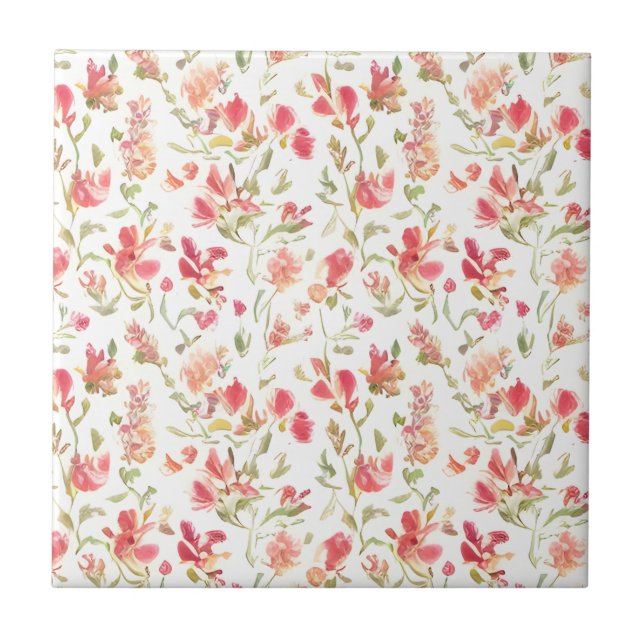 Blumenmuster Löwenmäulchen Blumen Fliese (Vorderseite)