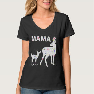 Blumenmuster Mama Fawn Doe Angepasst Scoop Mütter T-Shirt