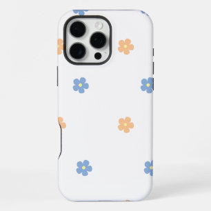 Blumenmuster mit blauen und orangen Blumen iPhone 16 Pro Max Hülle