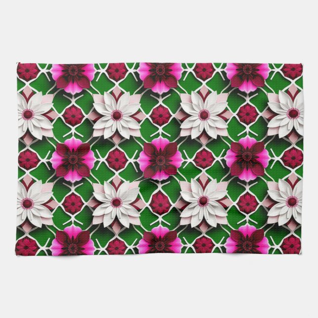 Blumenmuster mit bunten Blume Geschirrtuch (Horizontal)