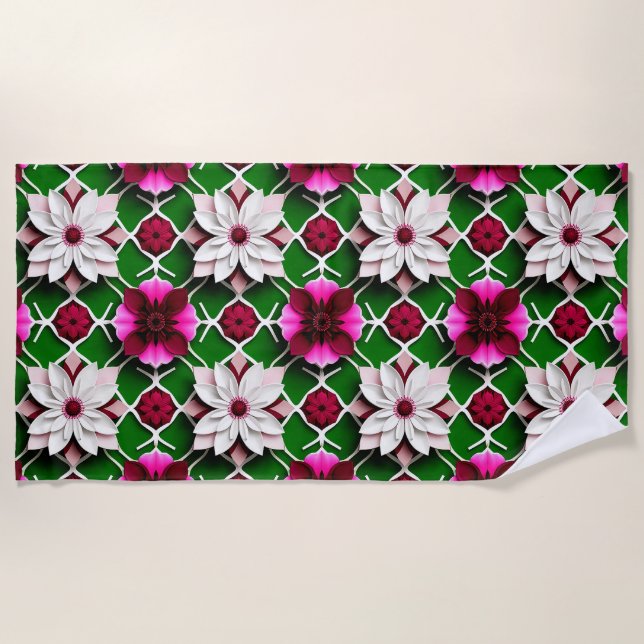 Blumenmuster mit bunten Blume Strandtuch (Vorderseite)