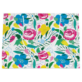 Blumenmuster mit bunten Bouquets. Große Geschenktüte