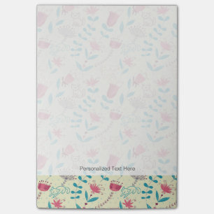Blumenmuster mit Cartoon-Katzen Post-it Klebezettel