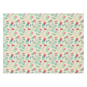 Blumenmuster mit Cartoonkatzen Tischdecke