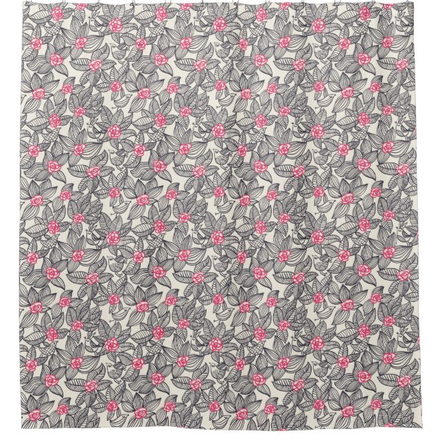Blumenmuster mit Cartoonvögeln 2 Duschvorhang (Vorderseite)