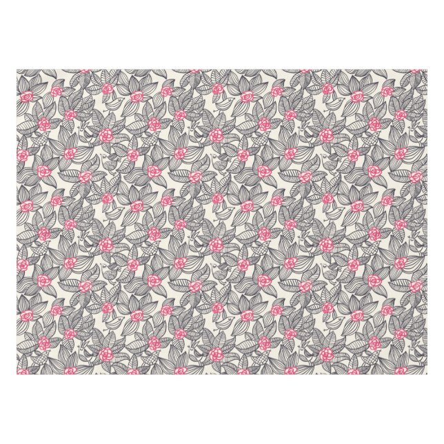 Blumenmuster mit Cartoonvögeln Tischdecke (Vorderseite (Horizontal))