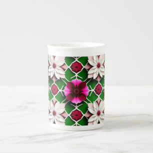 Blumenmuster mit farbenfrohen Blumen Prozellantasse