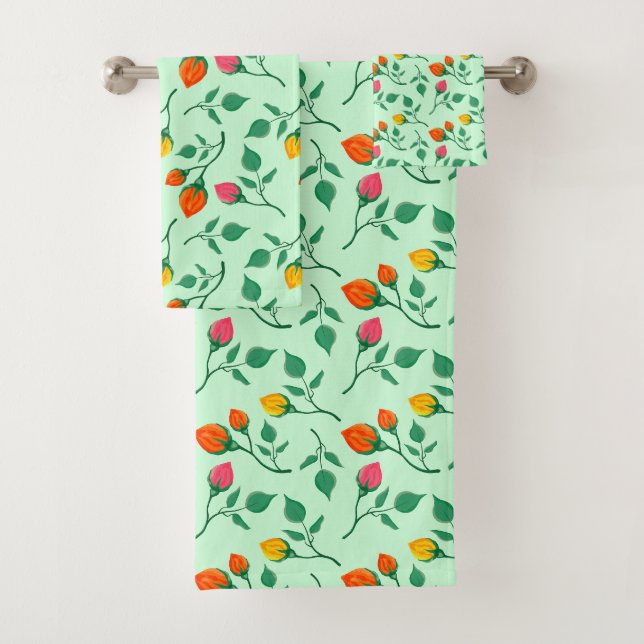 Blumenmuster mit farbigen Blume der Rose Badhandtuch Set (Insitu)