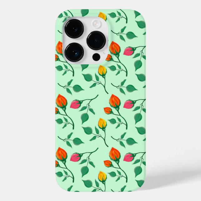 Blumenmuster mit farbigen Blume der Rose Case-Mate iPhone 14 Pro Hülle (Rückseite)