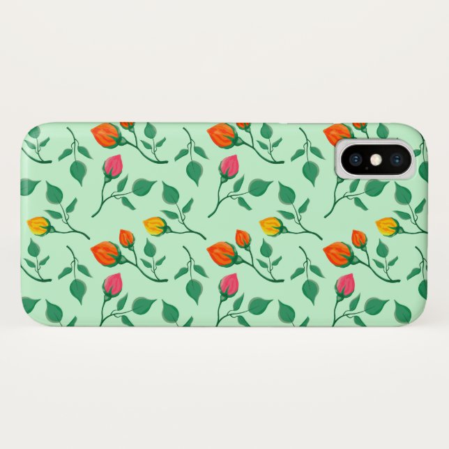 Blumenmuster mit farbigen Blume der Rose Case-Mate iPhone Hülle (Rückseite (Horizontal))