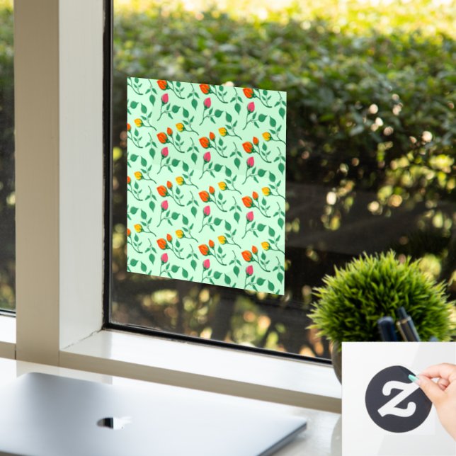 Blumenmuster mit farbigen Blume der Rose Fensteraufkleber (Büro)