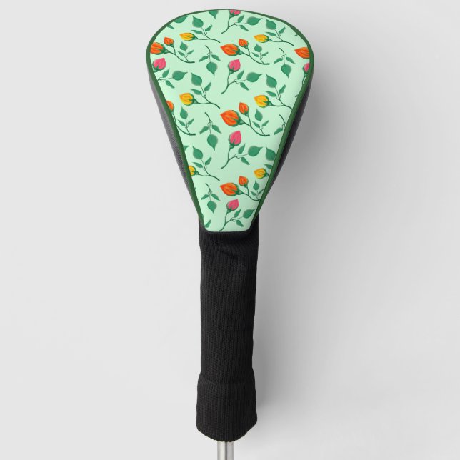 Blumenmuster mit farbigen Blume der Rose Golf Headcover (Vorderseite)