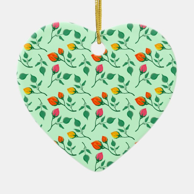 Blumenmuster mit farbigen Blume der Rose Keramik Ornament (Vorne)