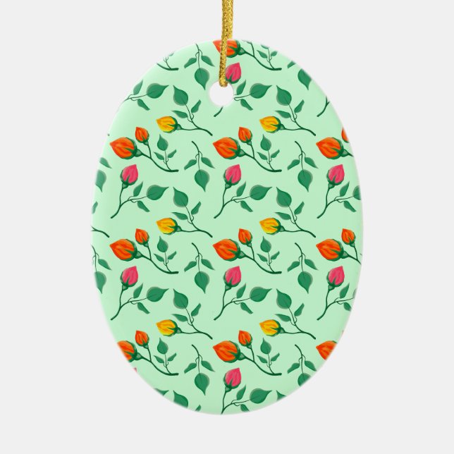 Blumenmuster mit farbigen Blume der Rose Keramik Ornament (Vorne)
