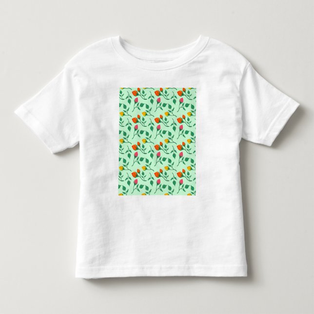 Blumenmuster mit farbigen Blume der Rose Kleinkind T-shirt (Vorderseite)