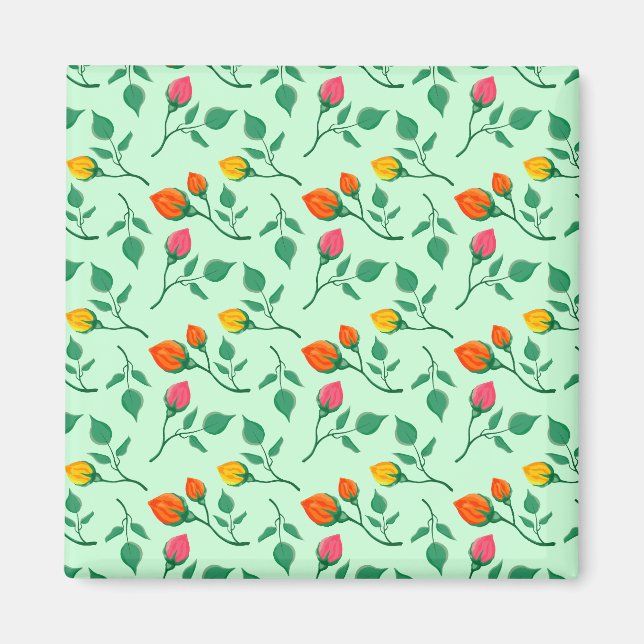 Blumenmuster mit farbigen Blume der Rose Magnet (Vorne)