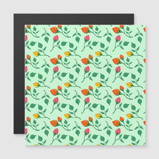 Blumenmuster mit farbigen Blume der Rose Magnetkarte (Vorne/Hinten)