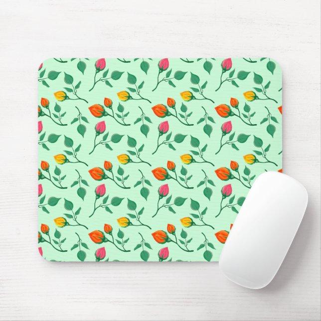 Blumenmuster mit farbigen Blume der Rose Mousepad (Mit Mouse)