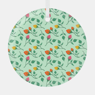 Blumenmuster mit farbigen Blume der Rose Ornament Aus Glas