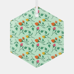 Blumenmuster mit farbigen Blume der Rose Ornament Aus Glas