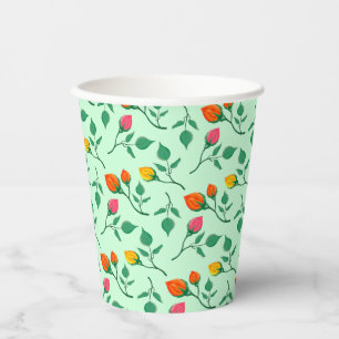 Blumenmuster mit farbigen Blume der Rose Pappbecher