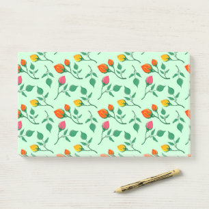 Blumenmuster mit farbigen Blume der Rose Post-it Klebezettel