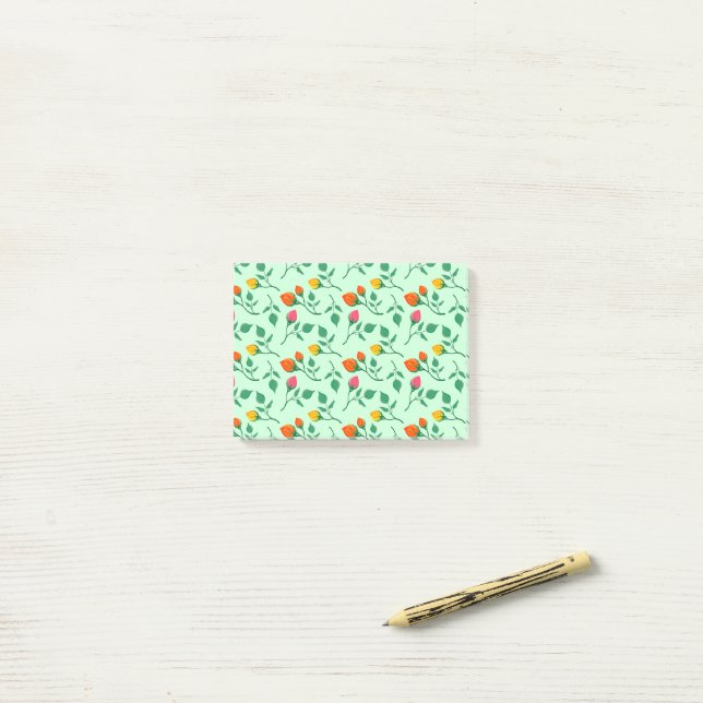 Blumenmuster mit farbigen Blume der Rose Post-it Klebezettel (Auf Schreibtisch)