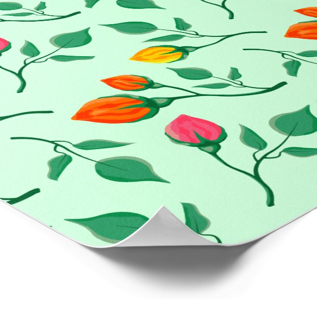 Blumenmuster mit farbigen Blume der Rose Poster (Ecke)