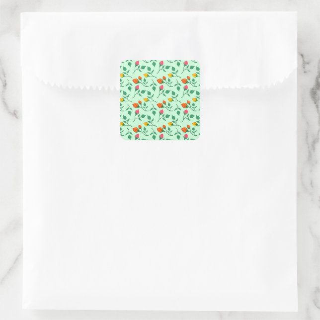 Blumenmuster mit farbigen Blume der Rose Quadratischer Aufkleber (Tasche)